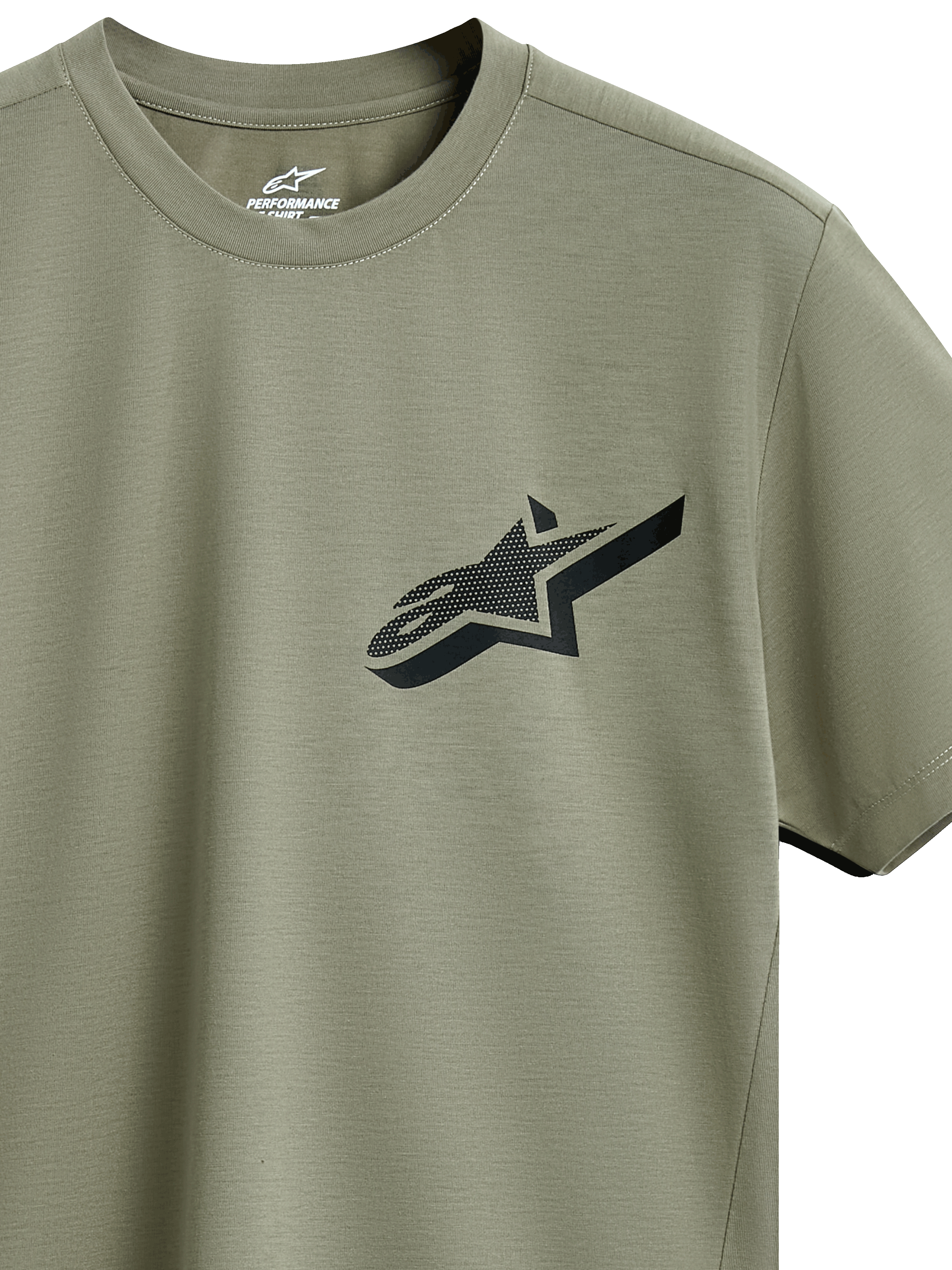 Alpinestars Attrition Performance Tee, camiseta de manga corta, verde claro, logo Astars negro con patrón texturizado en el pecho, tejido de rendimiento sostenible que absorbe la humedad