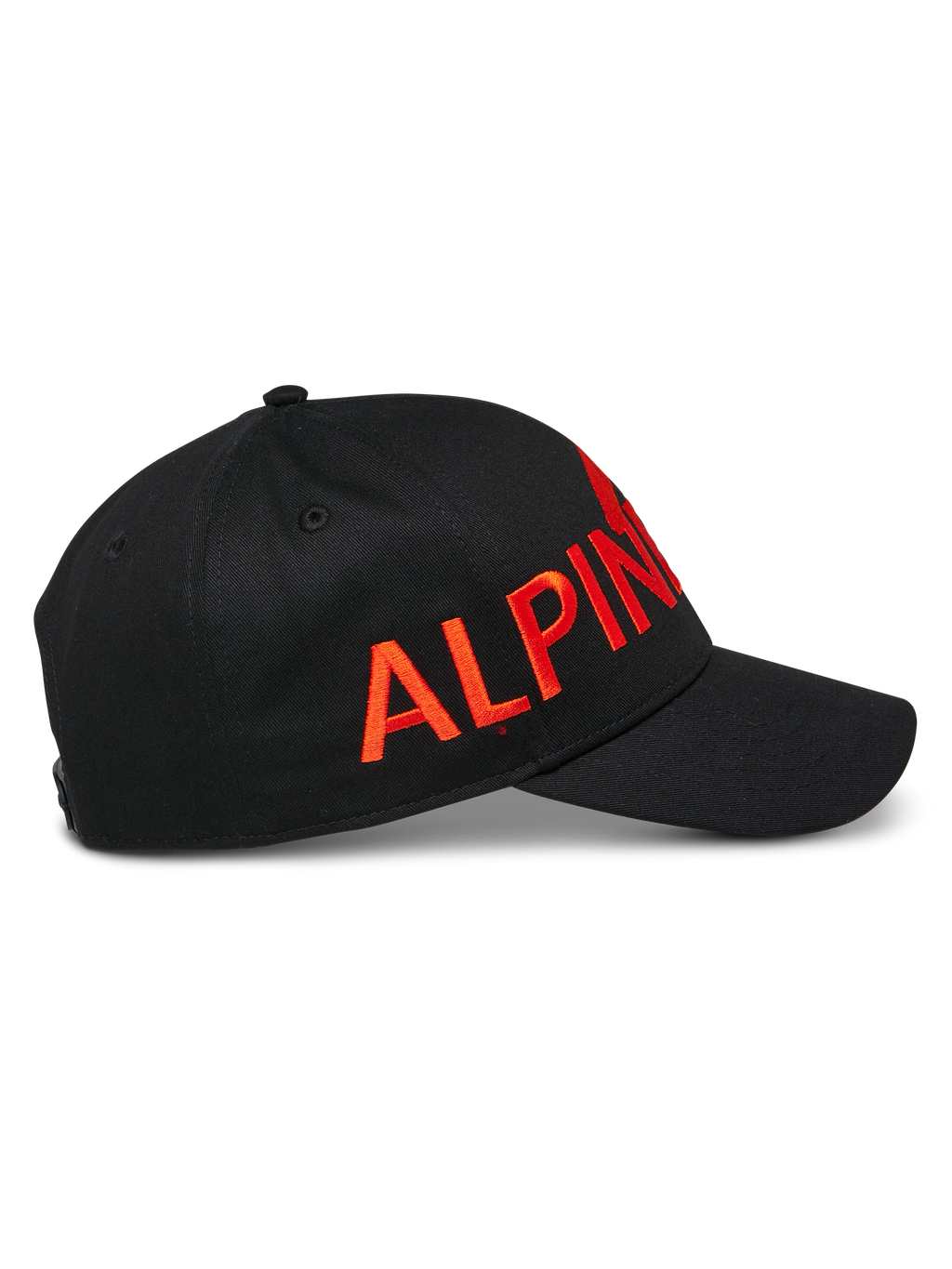 Gorra Alpinestars Committed, gorra de béisbol negra tipo snapback, logotipo bordado plano grande en color rojo, visera curva y corona estructurada, accesorio de ropa deportiva casual