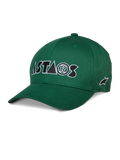 Alpinestars Cereal Hat, gorra de béisbol verde, logotipo ASTARS bordado en blanco y negro, visera curva, corona estructurada, ropa deportiva casual