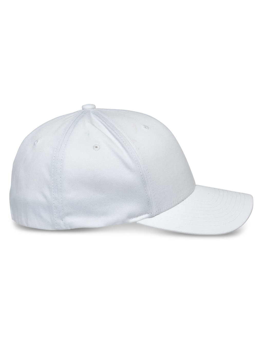 Alpinestars Share Hat, gorra de béisbol blanca, vista de perfil lateral, visera curva y corona estructurada, material de sarga elástica, accesorio de ropa deportiva casual