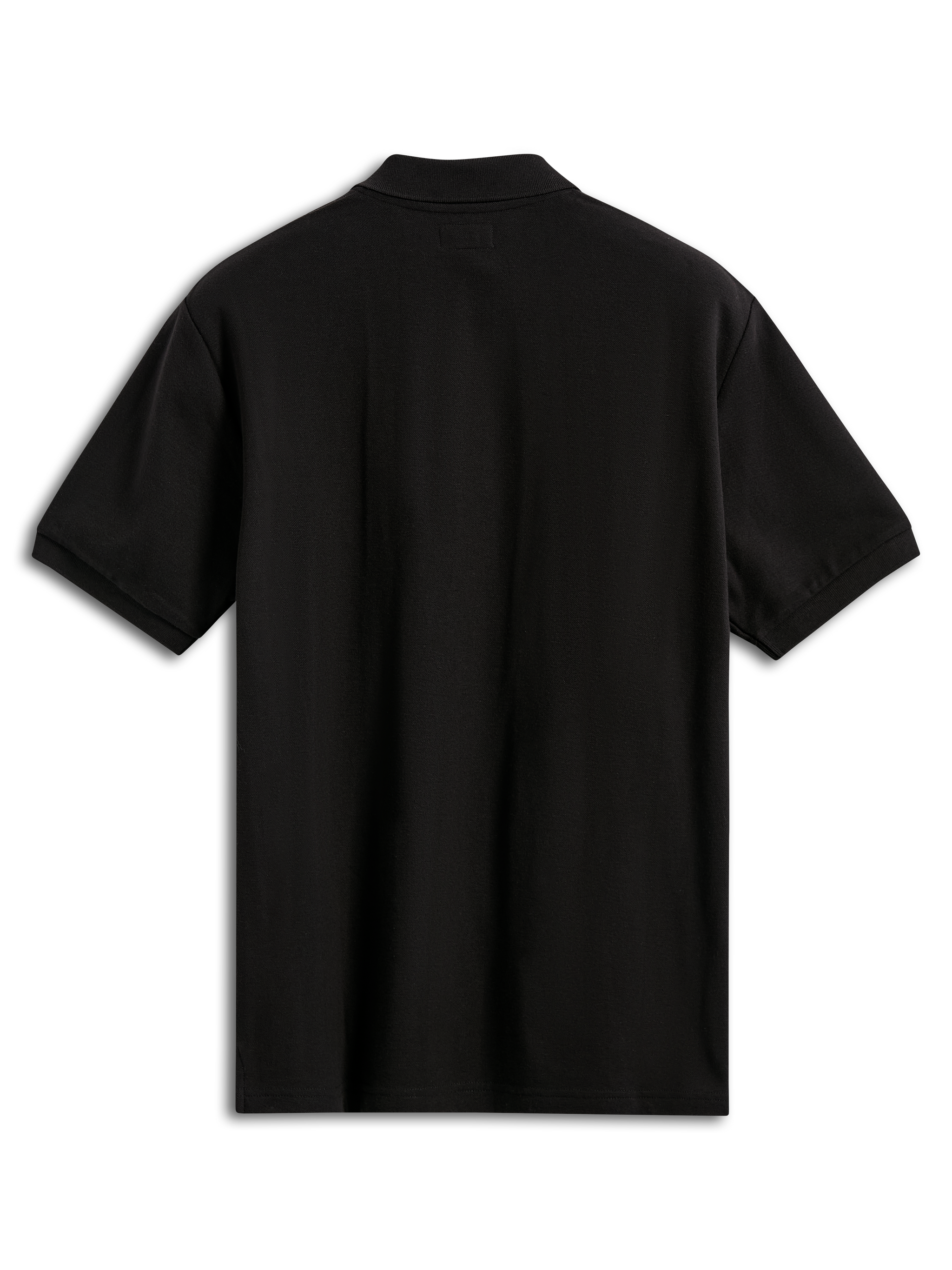 Alpinestars Endeavor Classic Polo, Short Sleeve Polo Shirt, Black, back view, classic pique knit fabric with ribbed collar and sleeve cuffs, casual motorsport sportswear