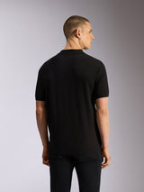 Alpinestars Endeavor Classic Polo, Short Sleeve Polo Shirt, Black, back view on model, classic pique knit with ribbed collar and cuffs, casual motorsport-inspired apparel