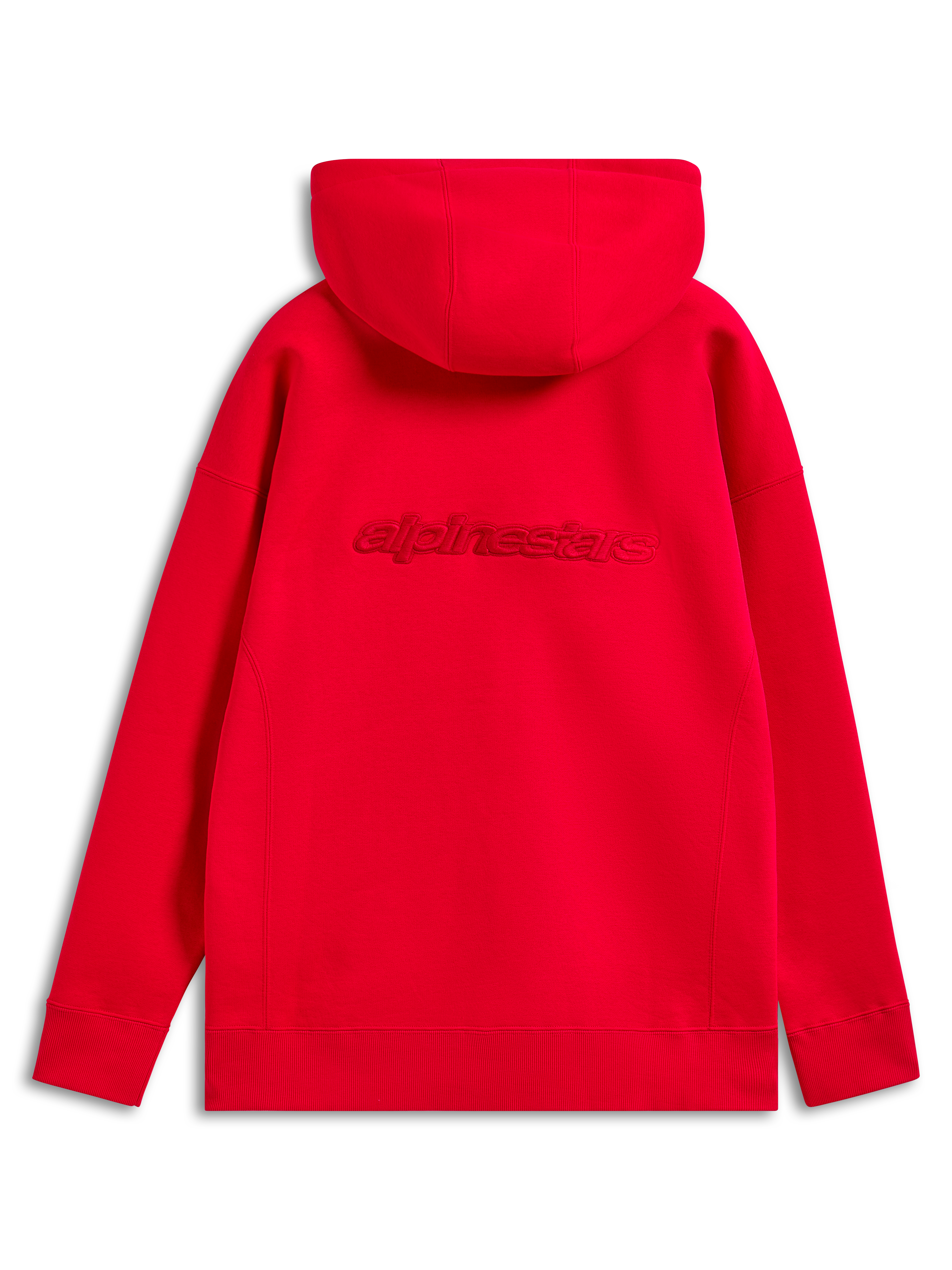 Alpinestars Emergent Oversized Hoodie, Red, back view featuring tonal Alpinestars word logo embroidery across the back, oversized fit with ribbed cuffs and hem, casual motorsport streetwear
