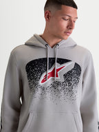Alpinestars sudadera con capucha Obsessed, sudadera sportswear de estilo casual, gris cemento con logotipo Astars y gráficos MX en rojo y negro, confeccionada en mezcla de algodón y poliéster reciclado