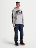 Alpinestars Sudadera con capucha Obsessed, sudadera de deporte para hombre, gris con gráfico degradado negro y logotipo Astars rojo, branding en la manga y bolsillo de canguro, estilo casual inspirado en MX