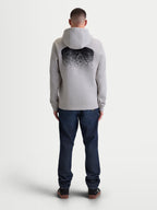 Alpinestars sudadera con capucha Obsessed, ropa deportiva de estilo casual para hombre, vista trasera con gráfico degradado negro inspirado en motocross, gris cemento, confeccionada en forro polar con acabados acanalados.
