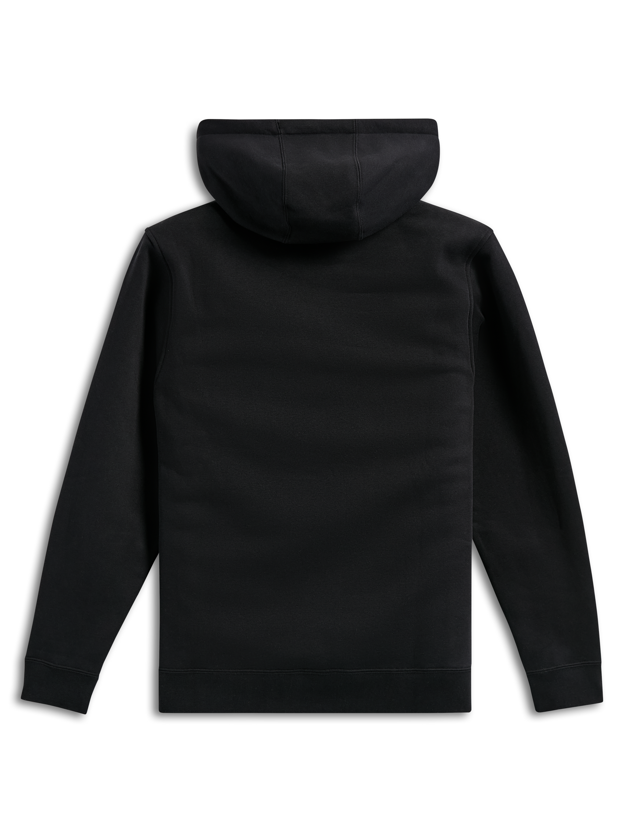 Sudadera con capucha Alpinestars Ellipsoid, negra, vista trasera, forro polar liso, estilo casual urbano, sudadera con capucha con puños y dobladillo de canalé