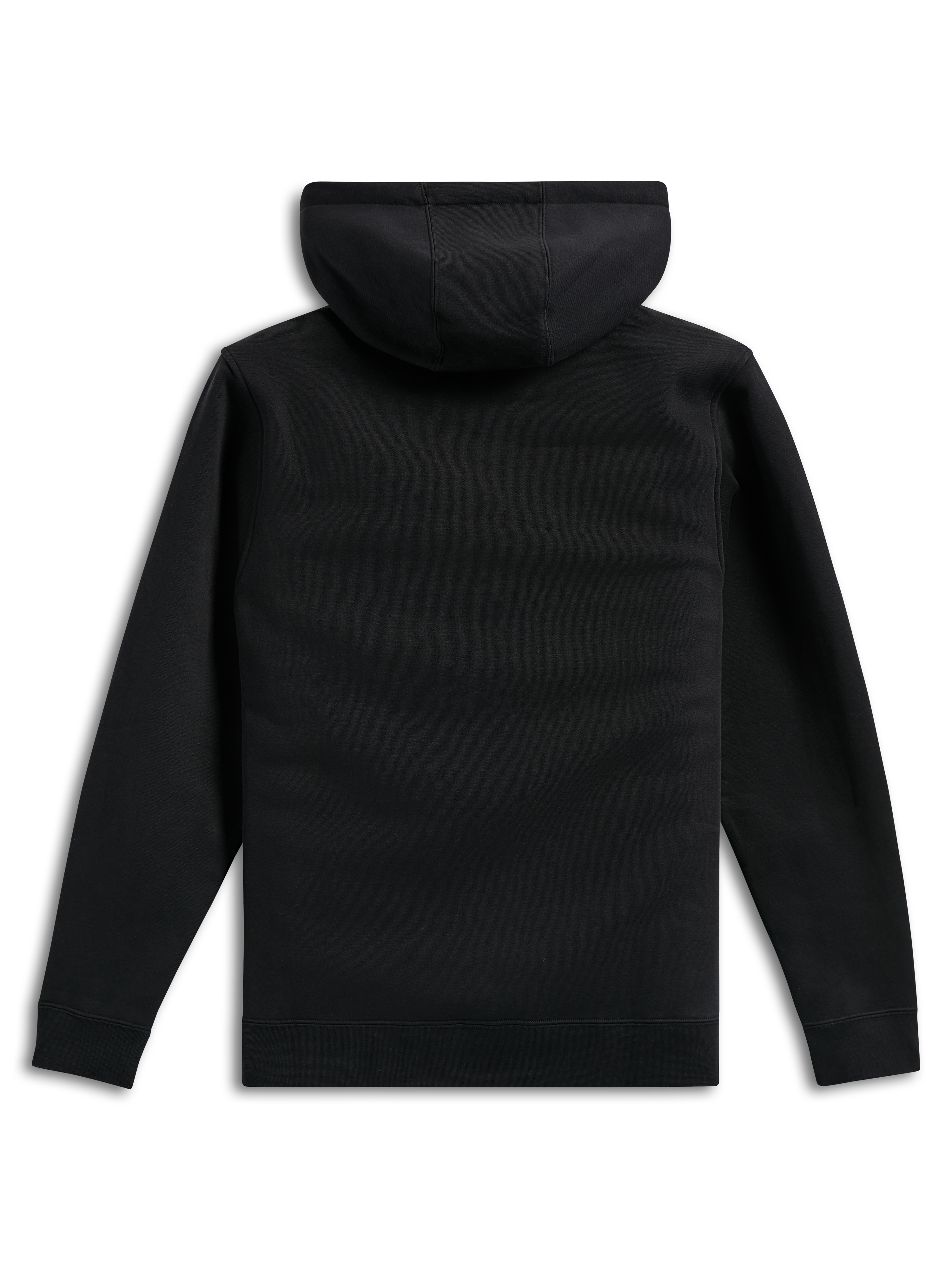 Sudadera con capucha Alpinestars Ellipsoid, negra, vista trasera, forro polar liso, estilo casual urbano, sudadera con capucha con puños y dobladillo de canalé