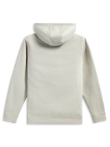 Alpinestars Pulse Hoodie, vista trasera, blanco roto arena, sudadera casual de forro polar, mangas largas con puños y dobladillo de canalé, diseño con capucha, estilo urbano inspirado en el motociclismo