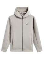 Sudadera con capucha Alpinestars Cypher, sudadera de forro polar de doble cara con cremallera completa, color gris cemento, con logotipo Astars negro en el pecho, capucha de cuello alto con forro de malla y logotipo de Alpinestars, bolsillos en las costuras, diseño de ropa deportiva casual