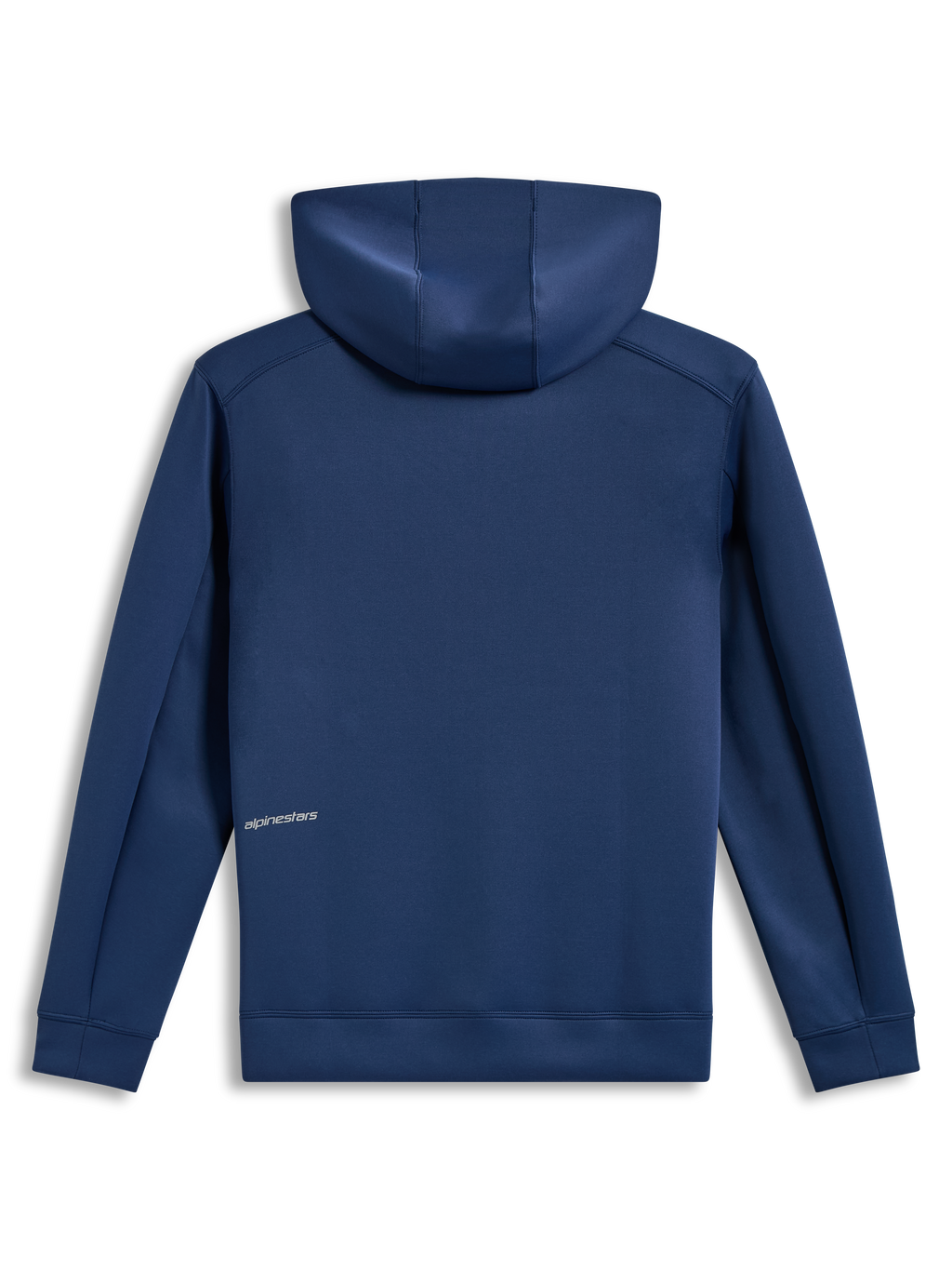 Alpinestars Cypher Hoodie, sudadera de forro polar en azul acero, vista trasera con detalle de logotipo, ropa deportiva