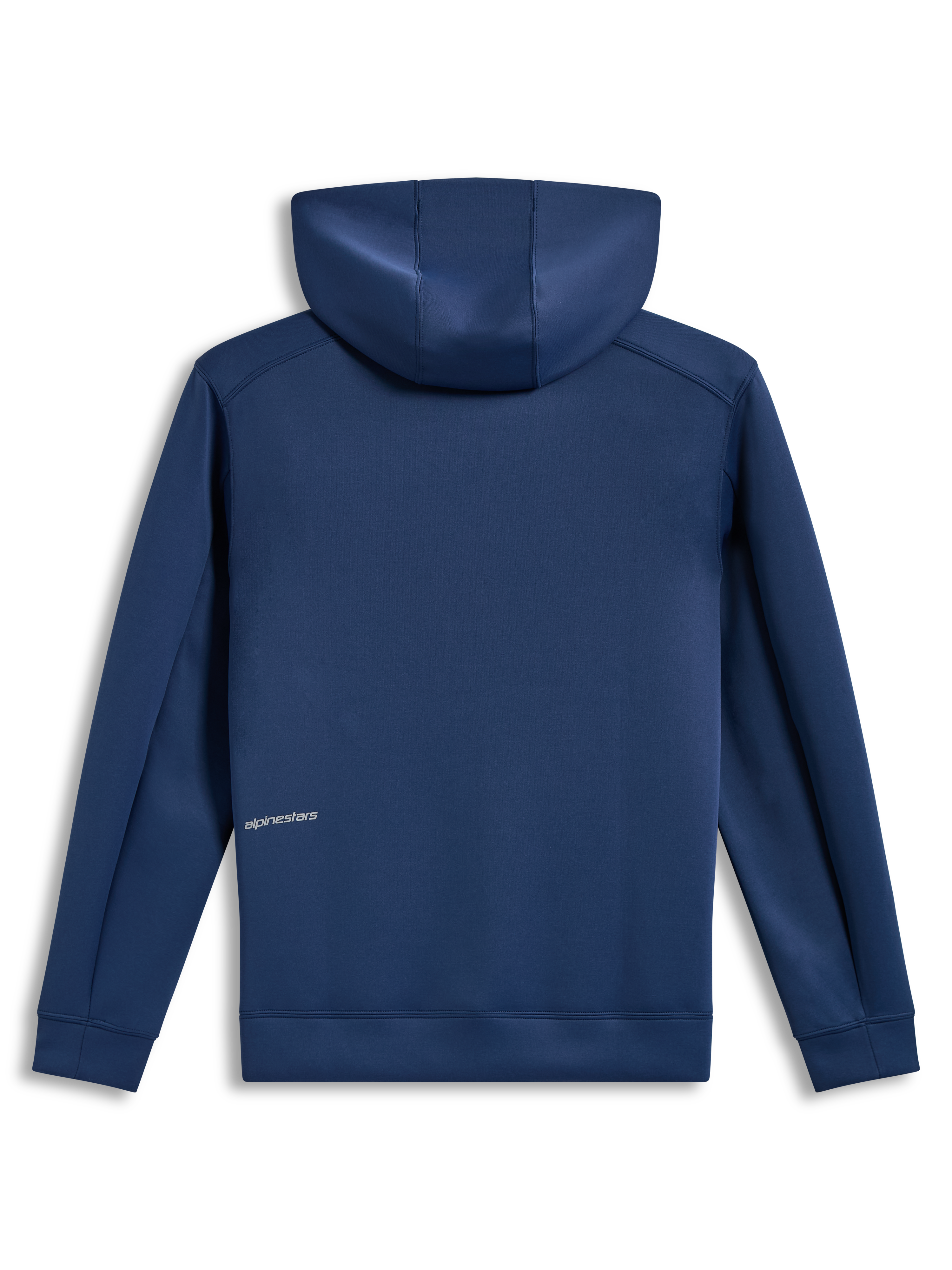 Alpinestars Cypher Hoodie, sudadera de forro polar en azul acero, vista trasera con detalle de logotipo, ropa deportiva