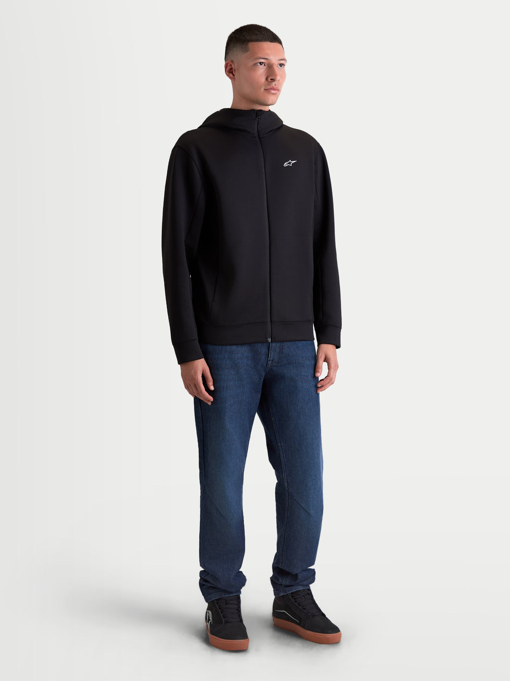 Sudadera con capucha Cypher, sudadera de forro polar con cremallera para hombre, negra, con capucha de cuello alto y logotipo Astars blanco en el pecho, ropa deportiva de estilo casual