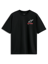 Alpinestars Overhang Oversized CSF Tee, Short Sleeve T-Shirt, Black, Front Astars logo combo in white and red with 'Premium Racewear' branding, oversized fit casual motorsport streetwear