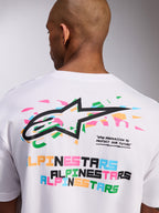 Alpinestars Wild Oversized CSF Tee, Short Sleeve T-Shirt, White, Back Graphic with Vibrant Multi-Color Astars Logo and Slogan Text, Casual Sportswear