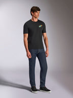 Alpinestars Angler CSF Tee, Short Sleeve T-Shirt, Black, Vibrant Multi-Color Astars Logo on Chest, Casual Motorsport Streetwear
