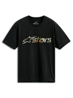 Alpinestars Verdure Camo CSF Tee, camiseta de manga corta, negra, logo Astars con relleno de camuflaje, ropa urbana casual de motorsport