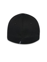 Alpinestars Surpass Hat, Black, rear view of curved bill hat with structured crown, flex back design, small white Astars logo on the back label, casual motorsport headwear