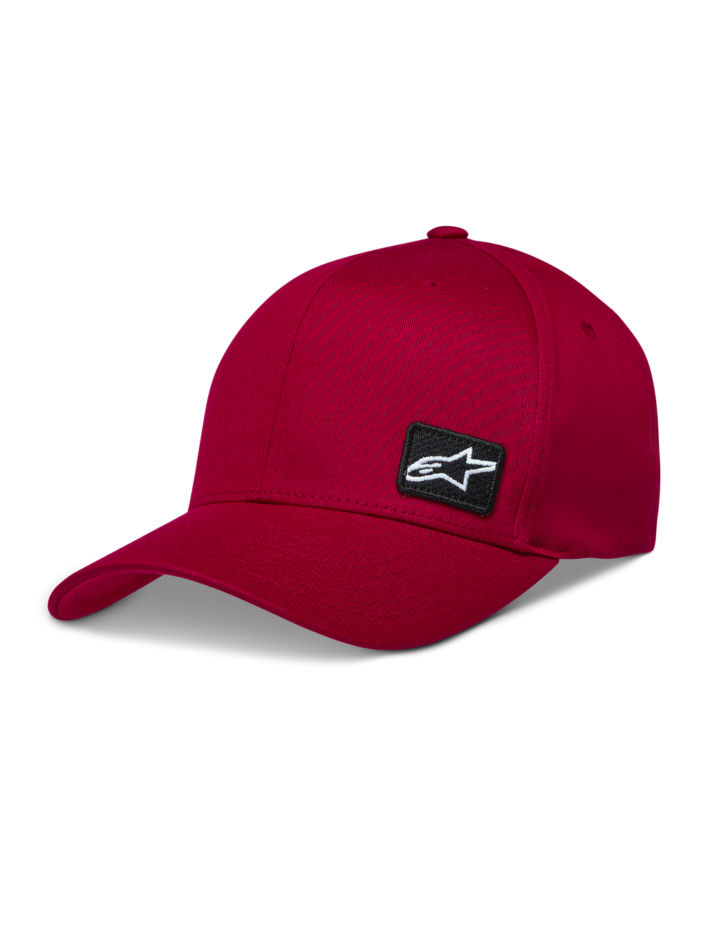 Alpinestars Pivot Hat, gorra deportiva con visera curva en rojo oscuro y parche con logo Astars
