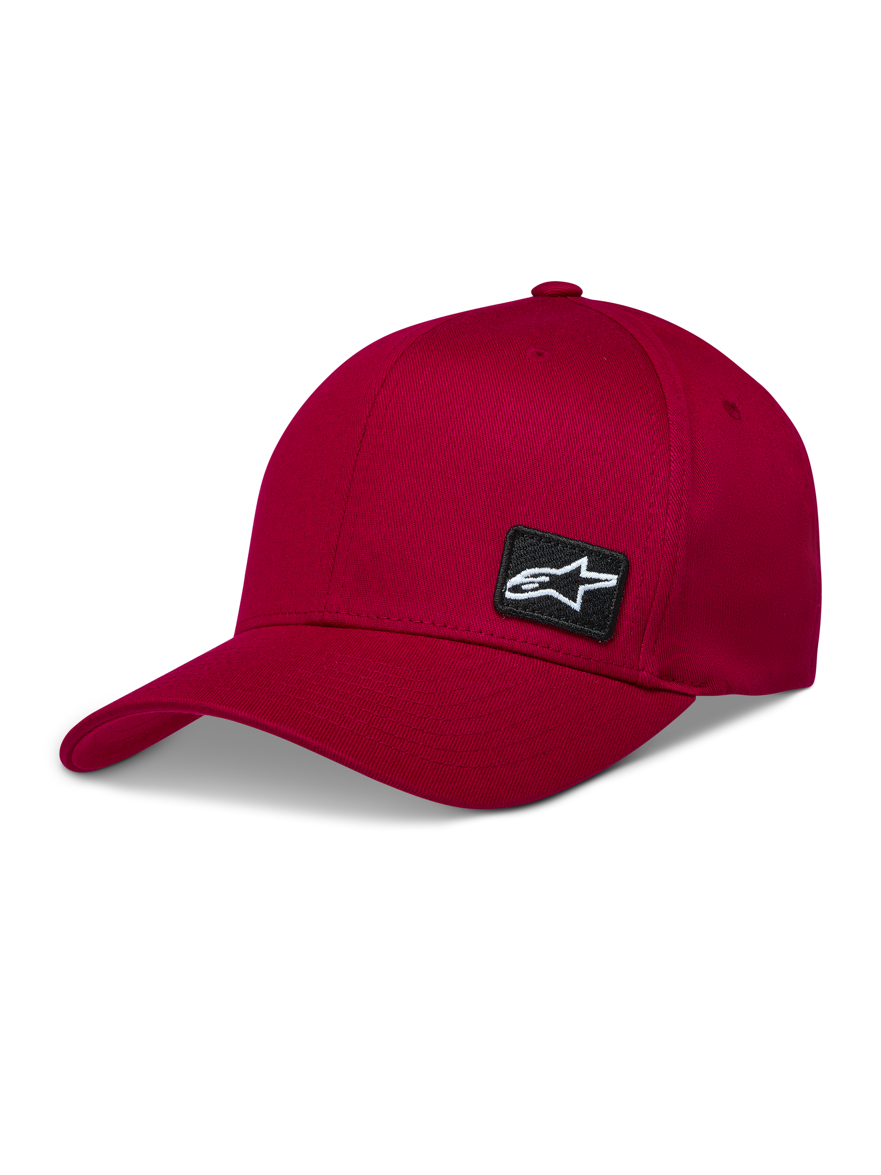 Alpinestars Pivot Hat, gorra deportiva con visera curva en rojo oscuro y parche con logo Astars