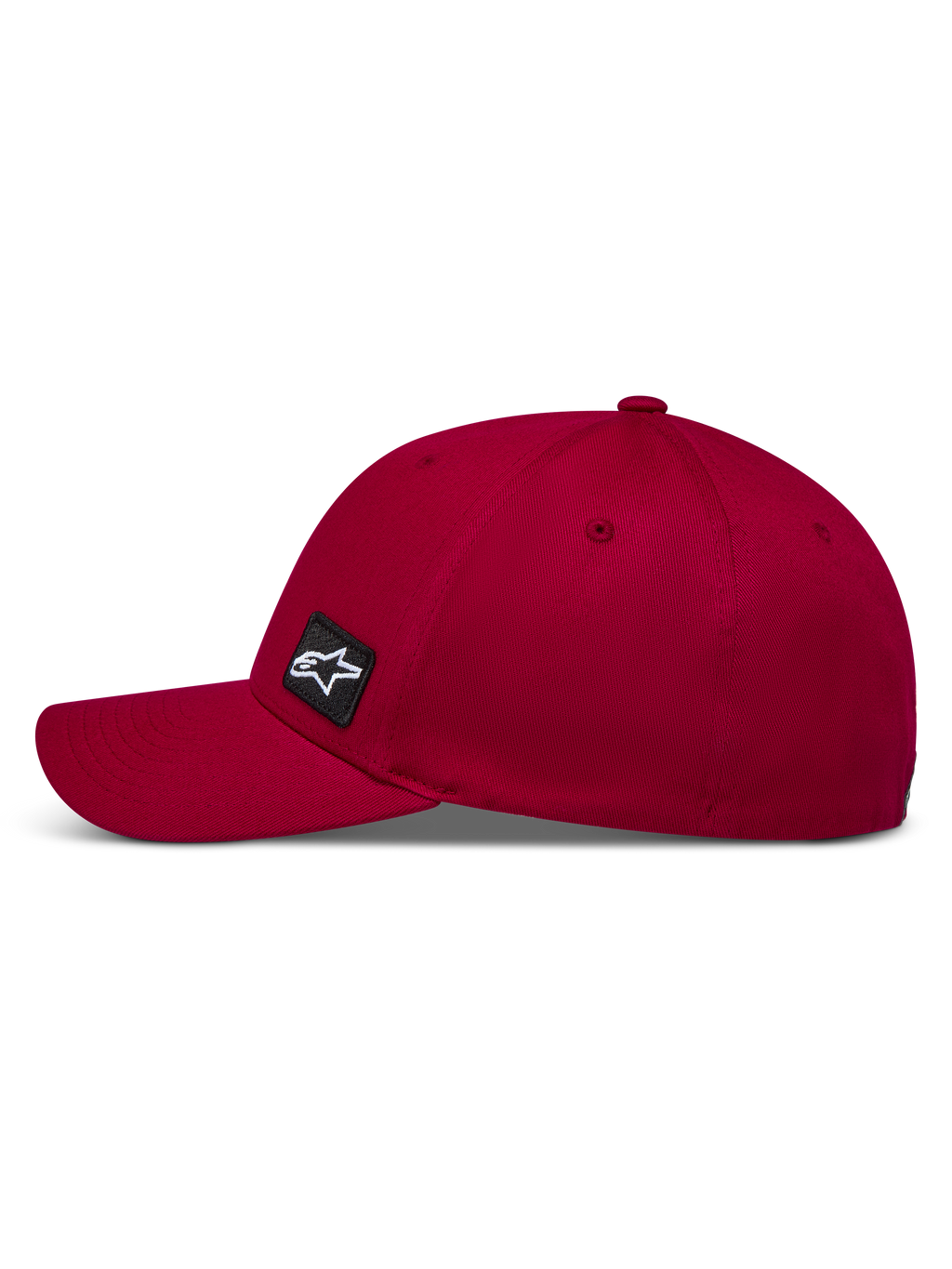 Alpinestars Pivot, gorra de sarga roja oscura con visera curva, estilo sportswear casual con parche bordado del logo Astars