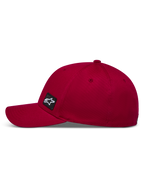 Alpinestars Pivot, gorra de sarga roja oscura con visera curva, estilo sportswear casual con parche bordado del logo Astars