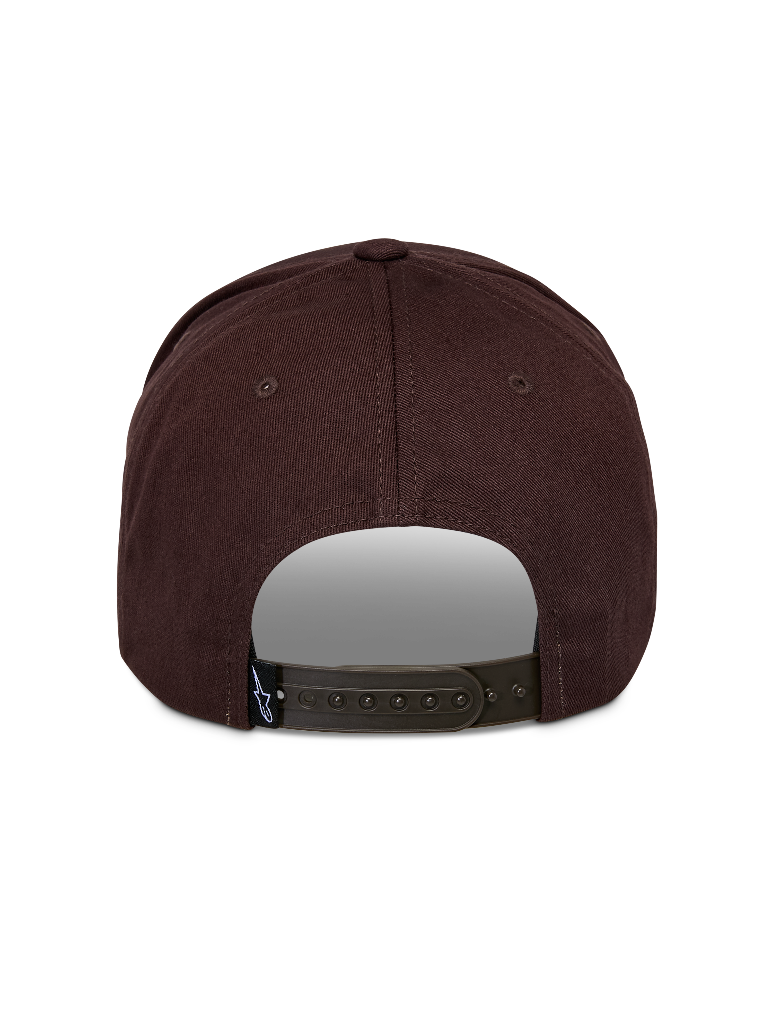 Alpinestars Matrix Snapback Hat, Back view, Brown, Adjustable snapback closure, Structured crown, Twill main fabric, Small Astars logo tag on the back