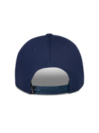Alpinestars Trifecta Snapback Hat, Navy, back view featuring adjustable snapback closure, small black logo tag, durable cotton twill, casual motorsport streetwear