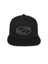 Alpinestars Contender Trucker Hat, Black, Structured Snapback Cap with Flat Bill, Front Oval Astars Logo Checkers Embroidery Patch, Mesh Back, Casual Sportswear Headwear