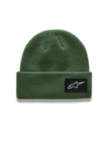 Alpinestars Unload Rib Cuff Gorro, gorro de punto de canalé en color verde con parche tejido del logotipo Astars, ropa deportiva casual
