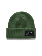 Alpinestars Unload Rib Cuff Gorro, gorro de punto de canalé en color verde con parche tejido del logotipo Astars, ropa deportiva casual