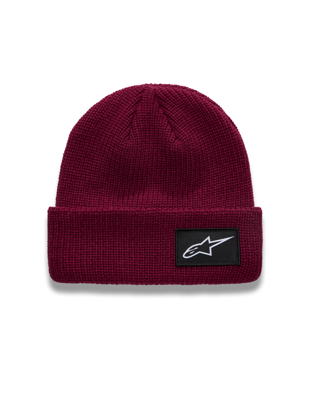 Alpinestars Unload Rib Cuff Gorro, gorro de color rojo baya con construcción de punto de jersey, parche negro con el logotipo de Astars, accesorio casual de estilo deportivo