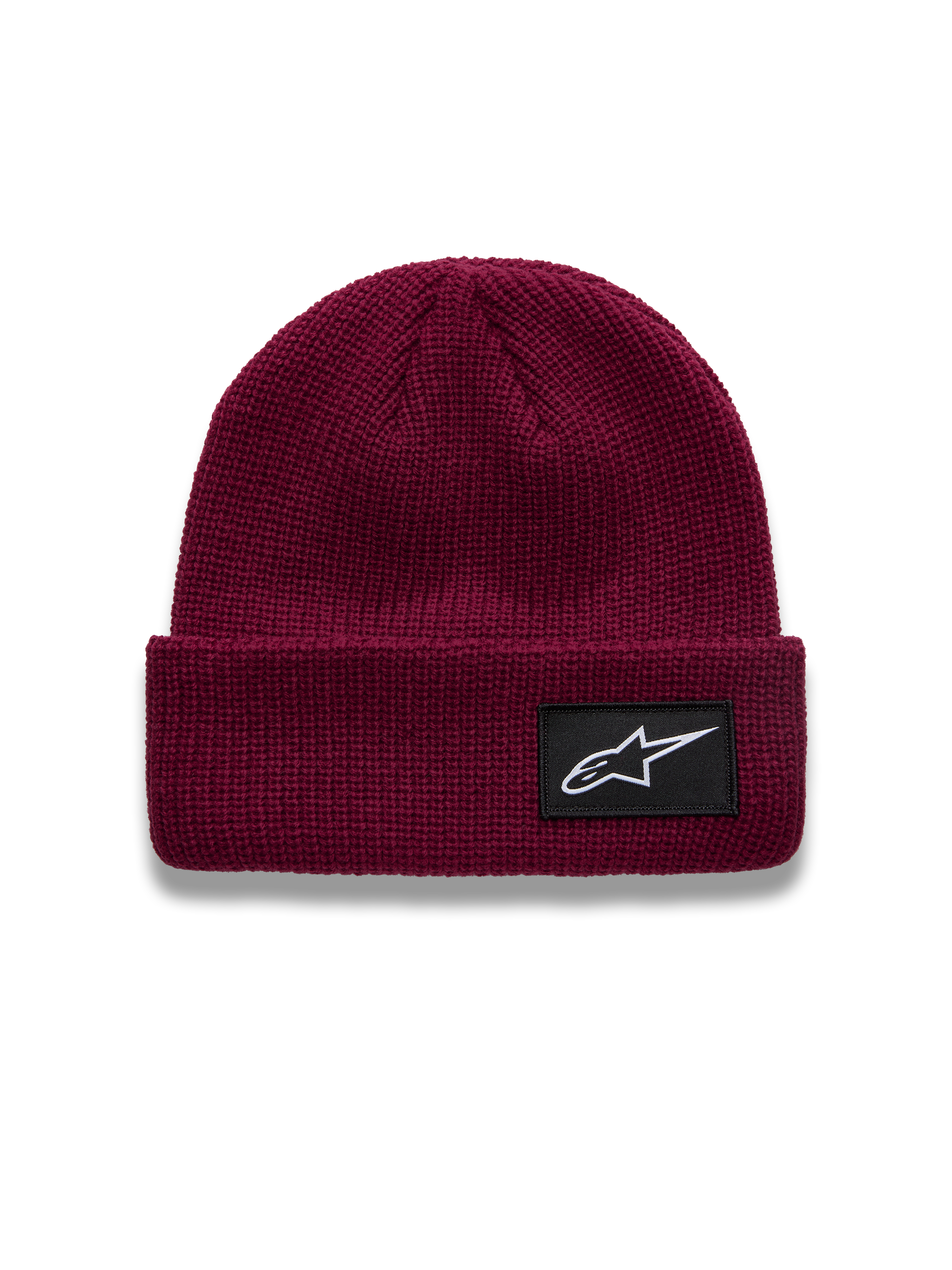 Alpinestars Unload Rib Cuff Gorro, gorro de color rojo baya con construcción de punto de jersey, parche negro con el logotipo de Astars, accesorio casual de estilo deportivo