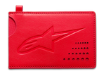 Portador de tarjetas de crédito Alpinestars Ageless, cartera de cuero rojo con logotipo en relieve y muesca de acceso