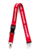 Lanyard Linear de Alpinestars, rojo y blanco, con el logotipo de palabra Alpinestars impreso, clip de liberación rápida negro y clip giratorio de metal desmontable, accesorio inspirado en el automovilismo