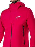 Alpinestars Chaqueta Impermeable A-Dura Elite, chaqueta de lluvia para MTB, Rojo Fluo, construcción técnica de 3 capas de tejido ripstop con capucha sobre el casco y solapa frontal contra tormentas, equipamiento de ciclismo de alto rendimiento para rodar en senderos en cualquier condición climática
