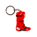 Alpinestars Tech 10 Boot Keyfob, llavero de bota de motocross en miniatura 3D, rojo con detalles en negro y blanco, anilla metálica plateada, diseño detallado de bota de competición, accesorio de ropa deportiva de motor