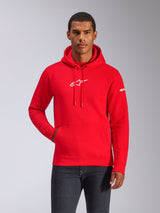 Sudadera con capucha Alpinestars Frontal, roja, sudadera de forro polar con logotipo blanco en el pecho y marca en la manga, cuenta con un bolsillo canguro y capucha con cordón, ropa urbana casual de inspiración motorsport