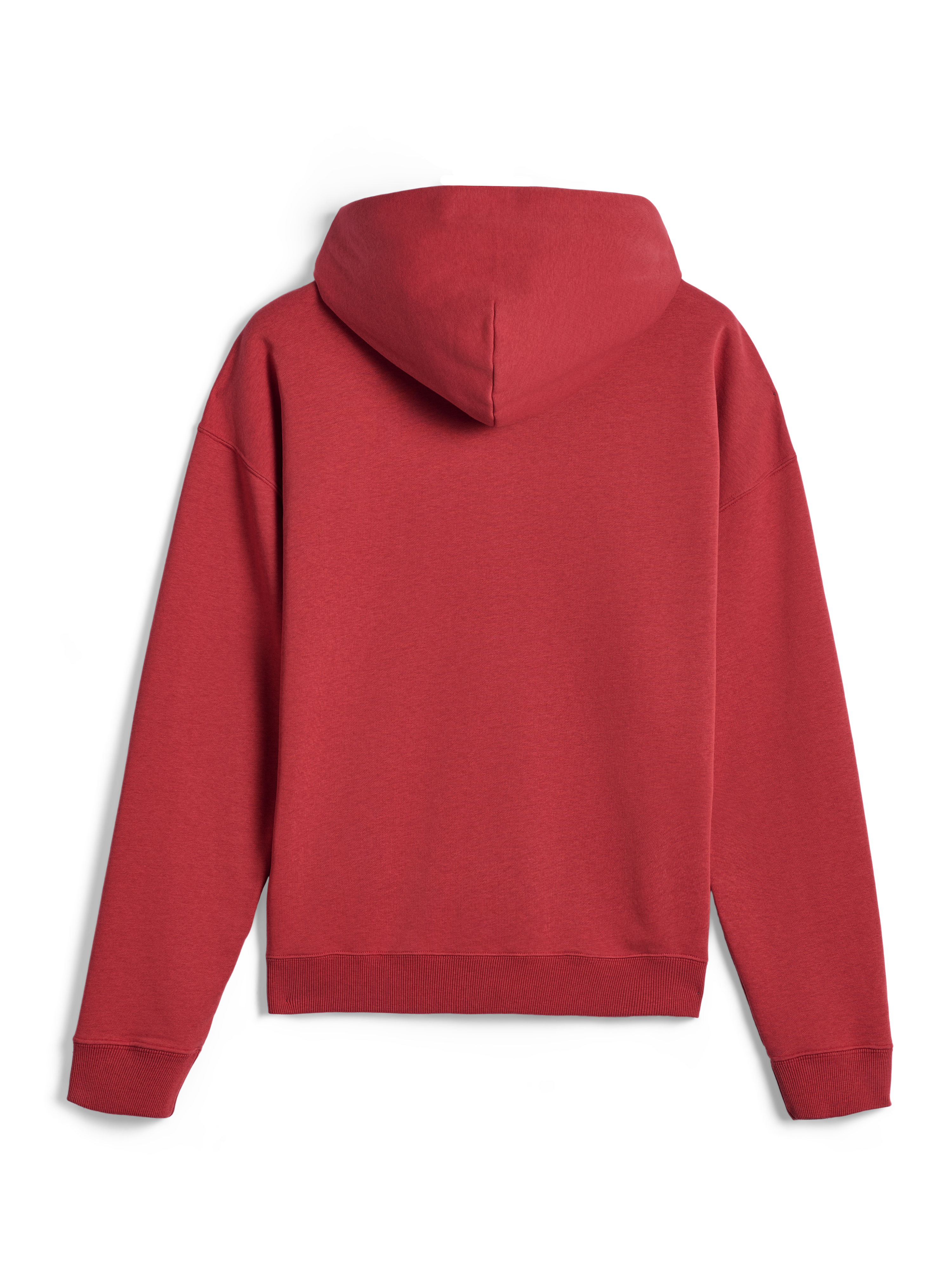 Alpinestars Essentials Ageless Hoodie, vista trasera, rojo ladrillo, ropa deportiva casual, diseño de color sólido con capucha y puños acanalados, acabado de forro polar suave