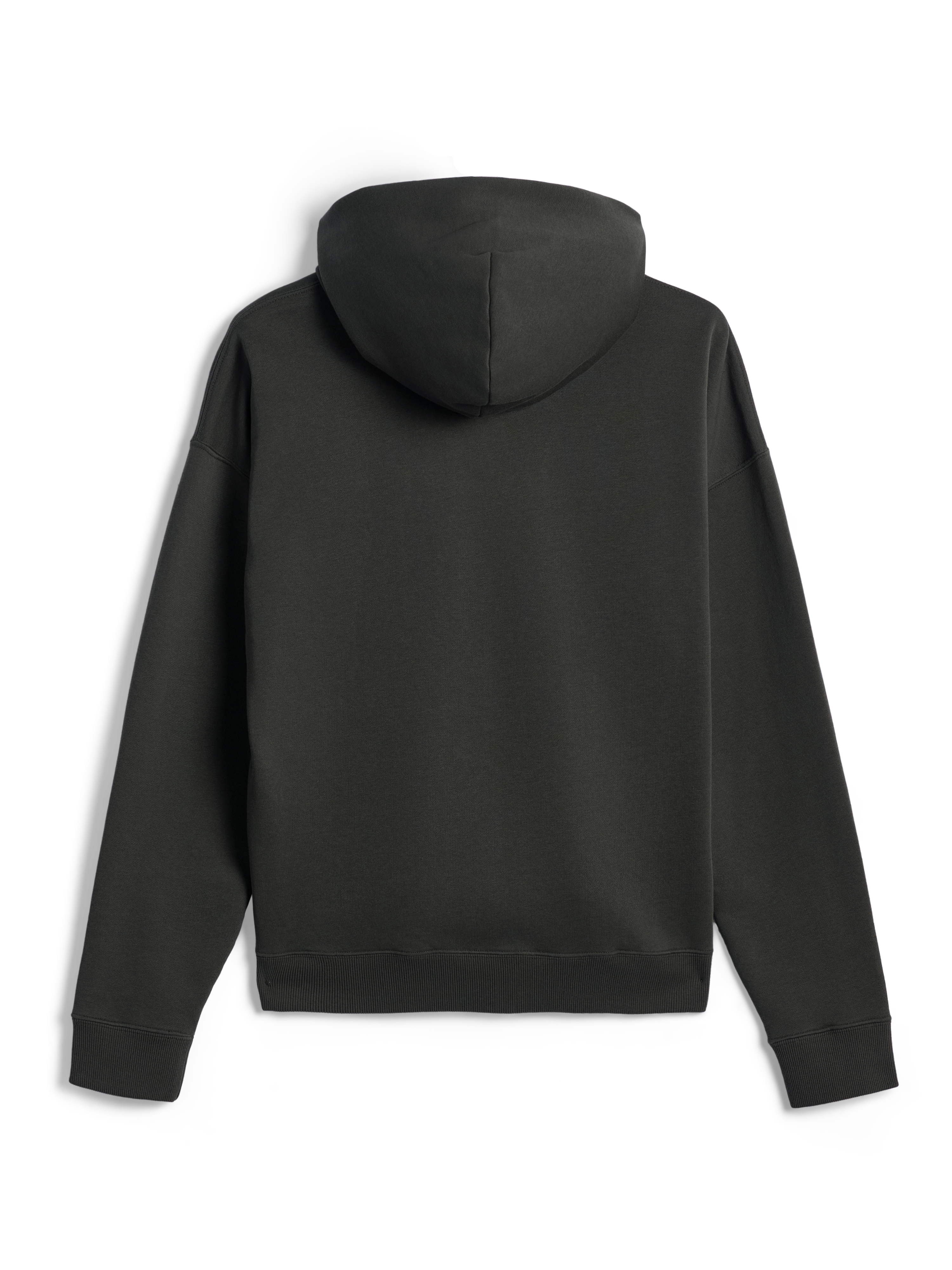 Alpinestars Essentials Ageless Zip Hoodie, vista trasera, Off Black, sudadera con capucha y cremallera completa, ajuste relajado con puños y dobladillo acanalados, forro polar con lavado a la piedra, diseño de ropa deportiva casual minimalista