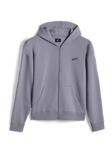 Alpinestars Essentials Ageless Zip Hoodie, ropa urbana casual, Plateado, pequeño logotipo negro de Alpinestars en el pecho, frontal con cremallera completa y bolsillos tipo canguro, puños y dobladillo acanalados, diseño minimalista inspirado en el automovilismo