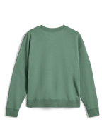 Alpinestars Essentials Ageless Crew, sudadera de cuello redondo premium, verde cactus, vista trasera que muestra el cuello, puños y dobladillo acanalados, color sólido, ropa deportiva casual