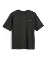 Alpinestars Essentials Ageless SS Tee, camiseta de manga corta, color negro, pequeño logo de la estrella de Alpinestars en blanco en el pecho, ropa urbana casual de estilo motorsport