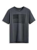 Alpinestars Waving CSF Tee, camiseta de manga corta, gris carbón, gráfico de bandera negra ondeante en el frente, ropa urbana casual de automovilismo