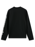 Alpinestars Trackside CSF Tee, Long Sleeve T-Shirt, Black, featuring white vertical text graphic on the sleeve, back view, casual motorsport streetwear