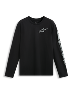 Alpinestars Trackside CSF Tee, camiseta de manga larga, negra, logo Astars blanco en el pecho y logotipo grande en la manga, ropa deportiva casual de motorsport