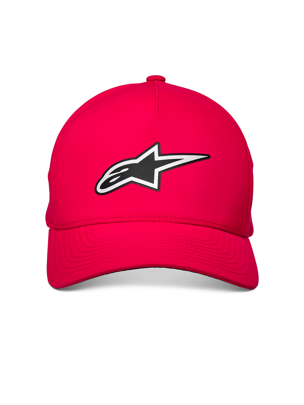 Alpinestars Ageless Reflex Waterproof Hat, Red, featuring a front reflective Astars logo, curved bill and structured crown, waterproof tech fabric for casual motorsport style