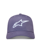 Ageless Snapback Gorro de Alpinestars, gorra morada con logo Astars blanco bordado en 3D y corona de sarga.
