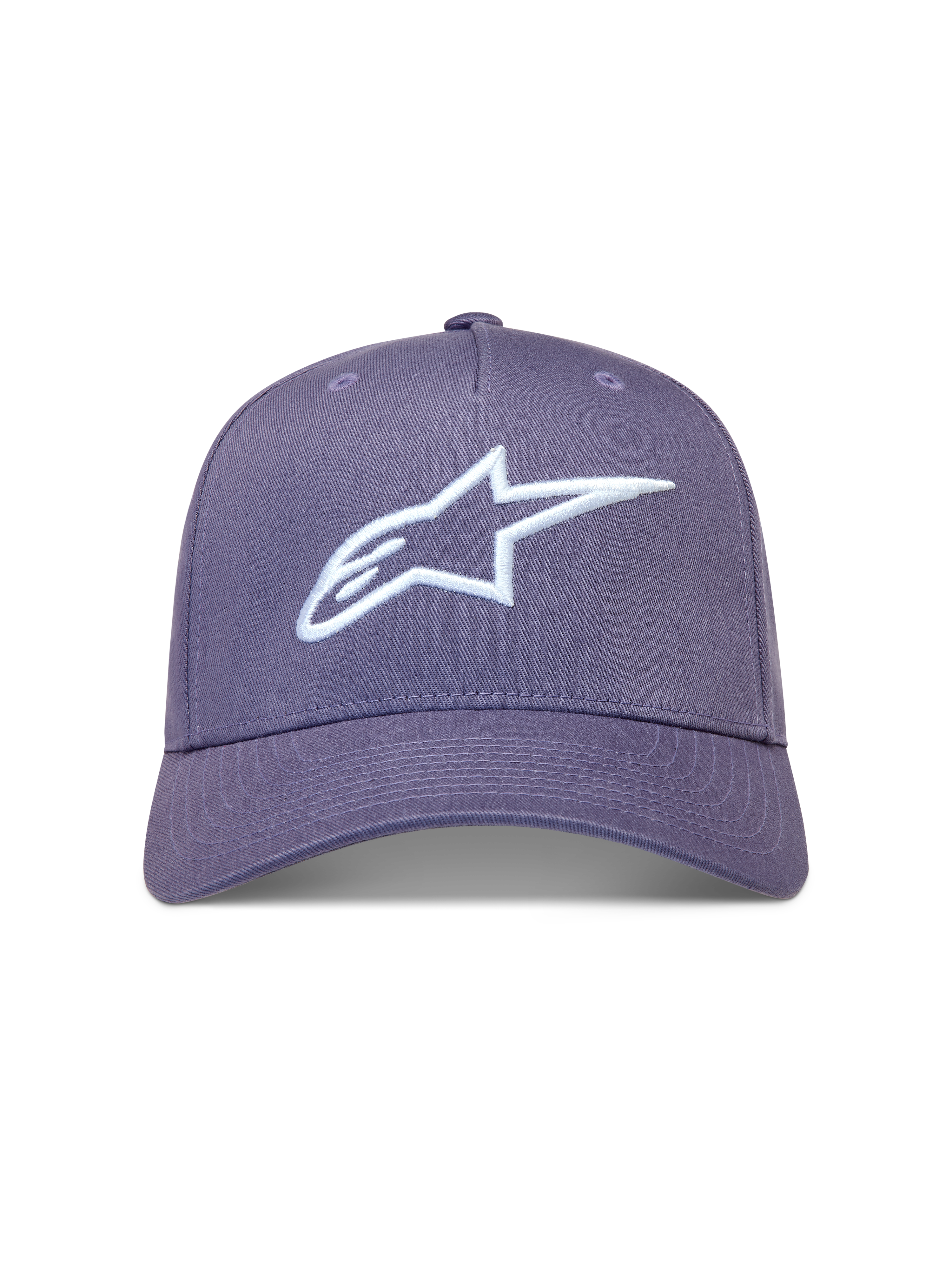 Ageless Snapback Gorro de Alpinestars, gorra morada con logo Astars blanco bordado en 3D y corona de sarga.