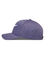 Alpinestars Ageless Snapback, gorra morada de visera curva y corona estructurada en tejido de sarga con logo bordado